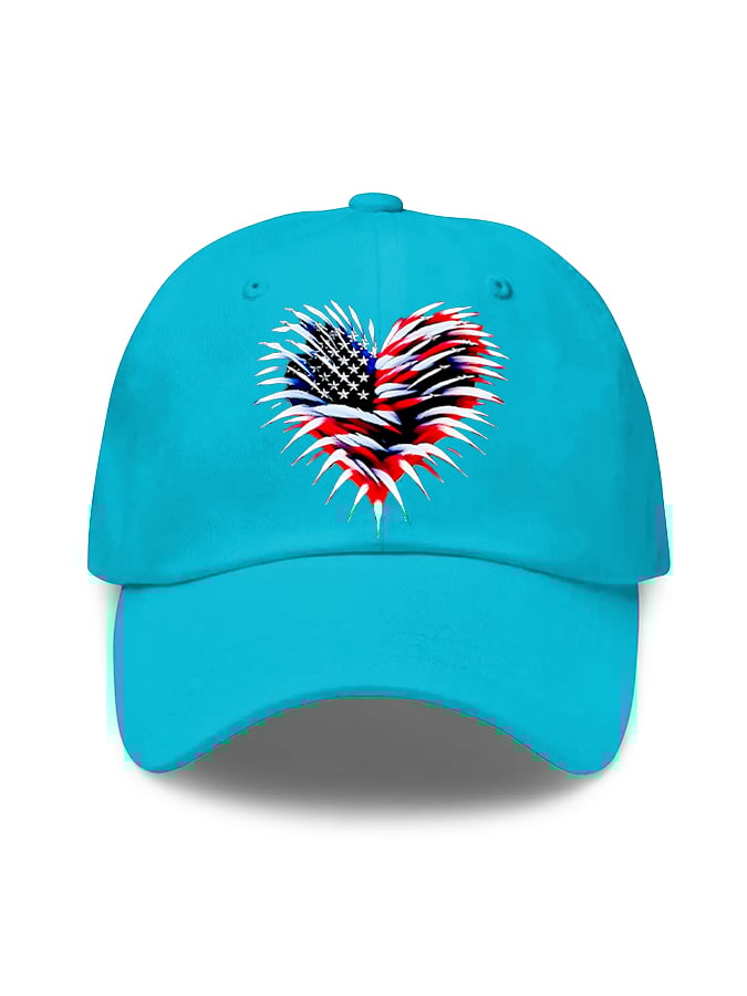 Unisex Retro Independence Day Flag Heart Fireworks Print Baseball Cap