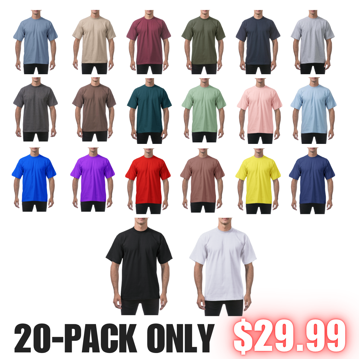 🔥Men's 12-Pack Oversized Heavyweight Cotton Short Sleeve Crew Neck T-shirts