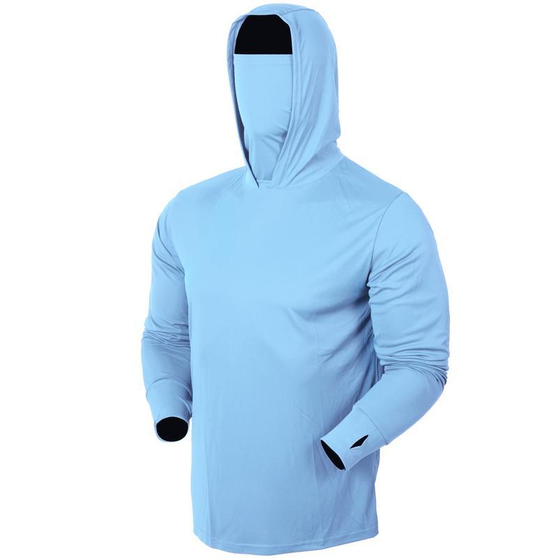 Men’s UPF 50+ Sun Protection Hooded Shirt with Integrated Face Cover