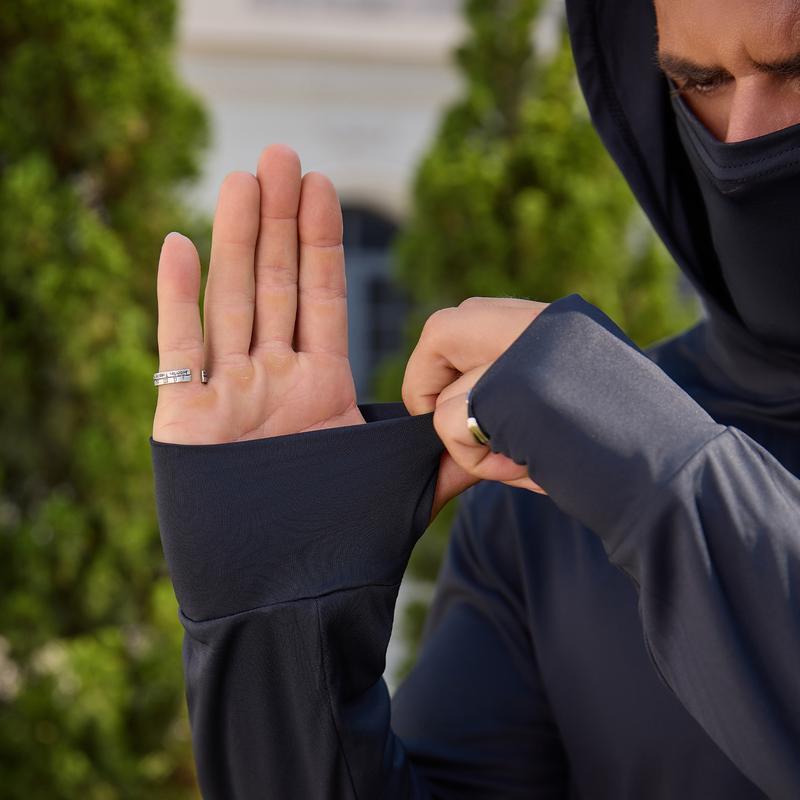 Men’s UPF 50+ Sun Protection Hooded Shirt with Integrated Face Cover