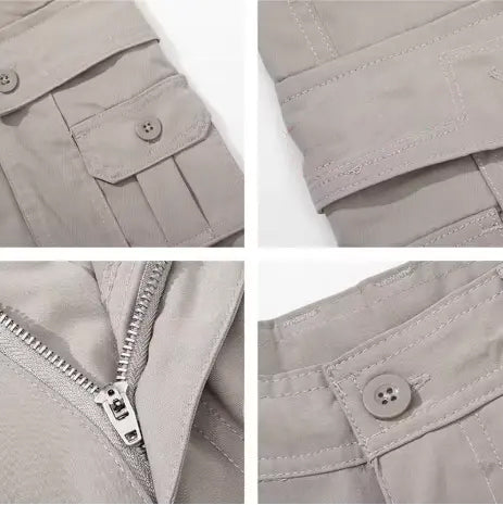🔥2025 Hot Sale 90% off🔥Men's Solid Color Patched Zipper Fly Cargo Pants