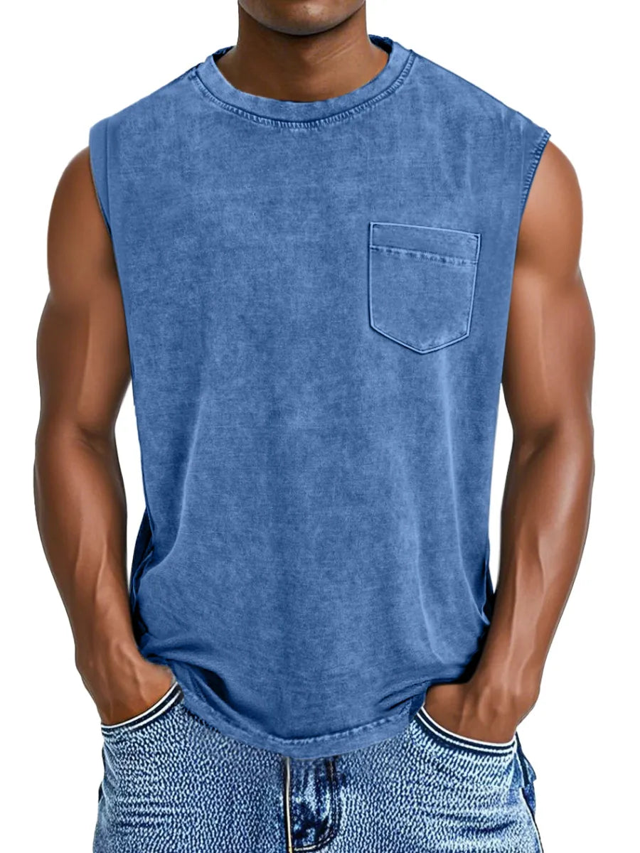 Men's Everyday Retro Casual Pocket Sleeveless T-shirt