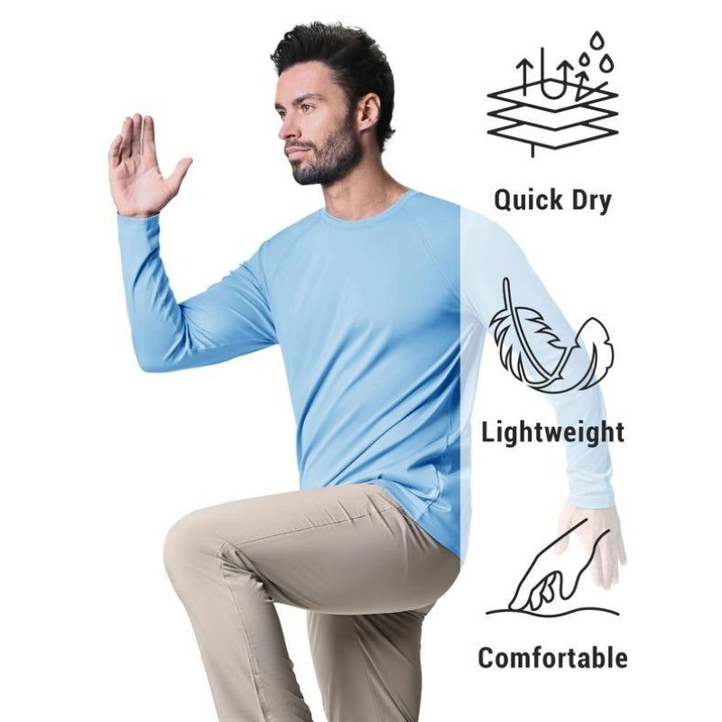 Men's UPF 50+ Long Sleeves Shirts Quick Dry Lightweight T-Shirt for Hiking Swimming Workout Rashguard