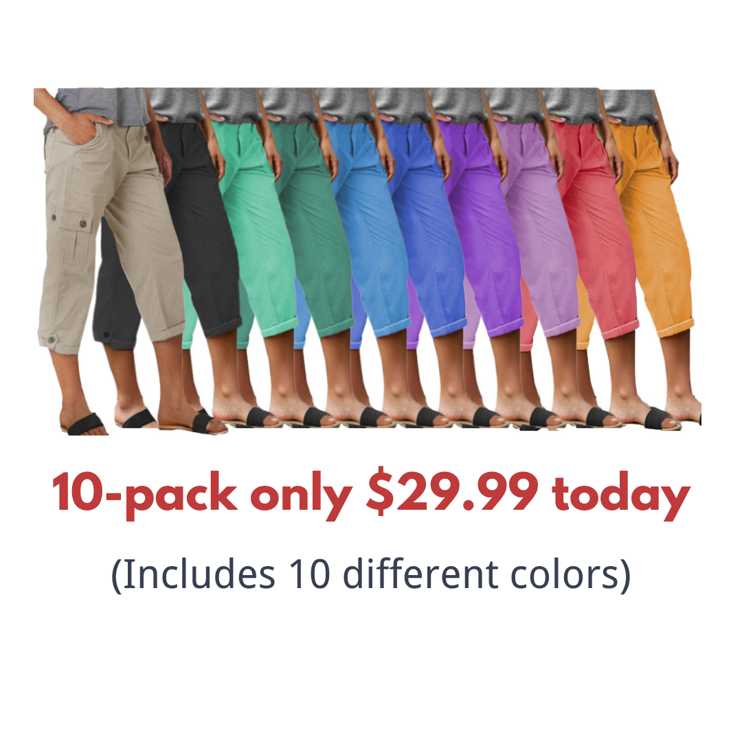 🔥Roll Tab Hem Multi Pocket Capri Mid Waist Cargo Pants