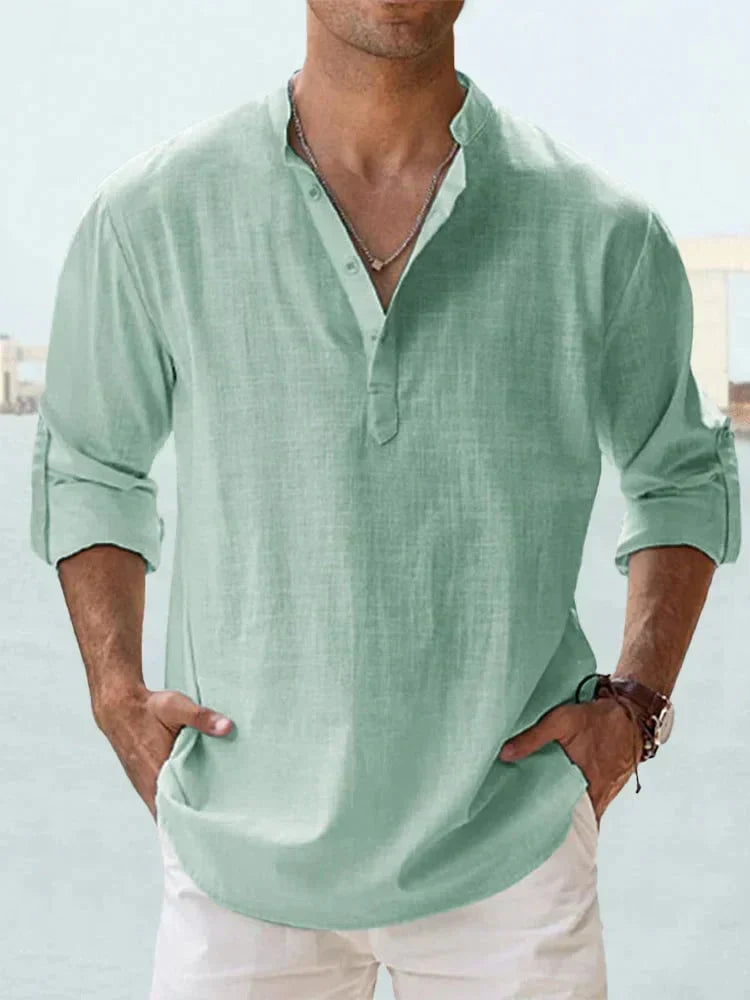 π₯ Men's Cotton Linen Casual Long Sleeve Shirt