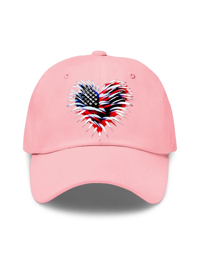 Unisex Retro Independence Day Flag Heart Fireworks Print Baseball Cap