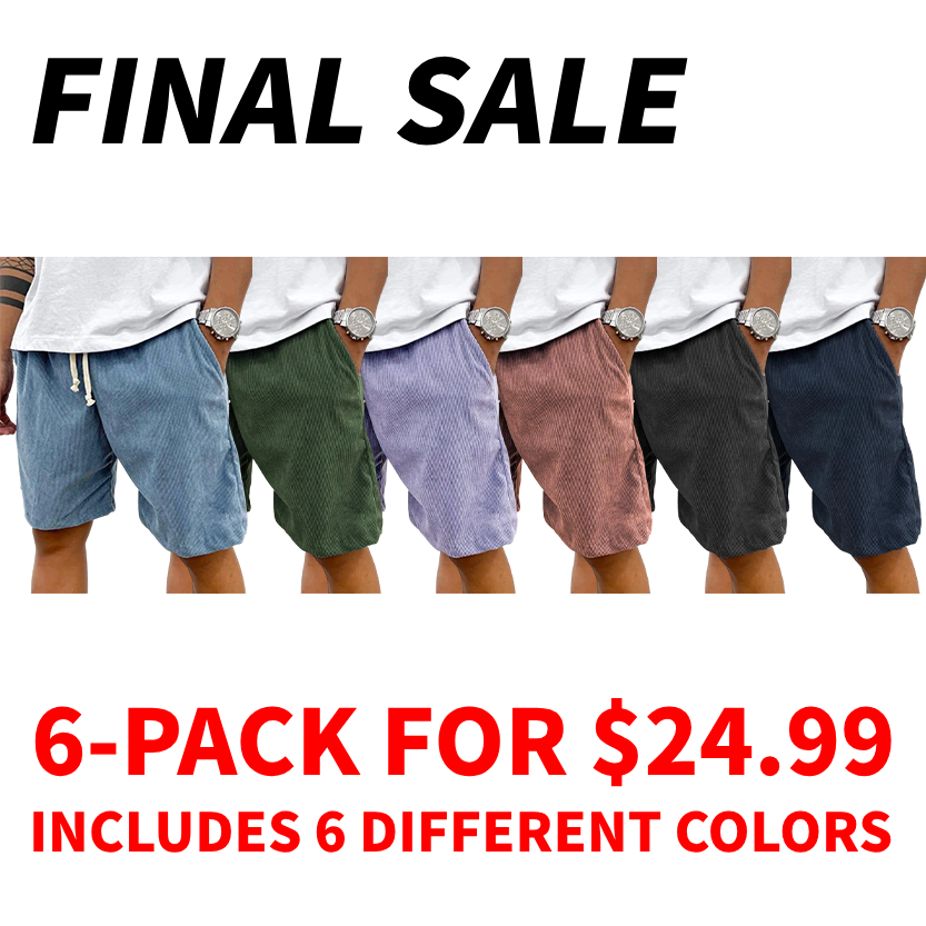 FINAL SALE⚡10 Packs for $34.99⚡ - Men's Fashion Vintage Corduroy Casual Elastic Stretch Shorts With Side Pockets