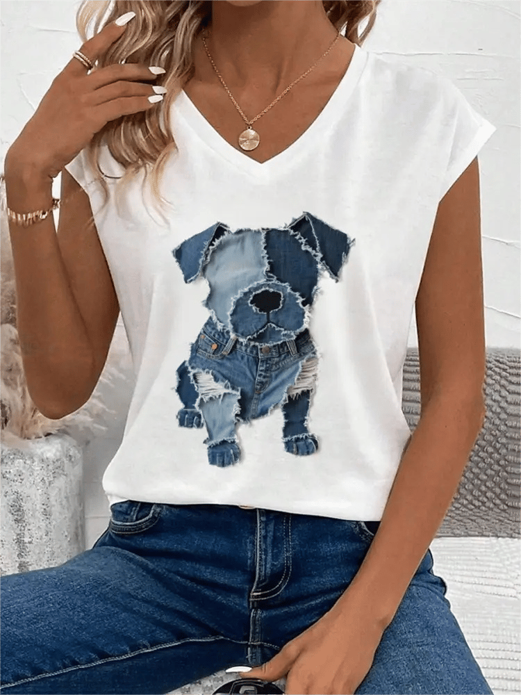 Women's Retro Funny Animal Dog Print Tank Top