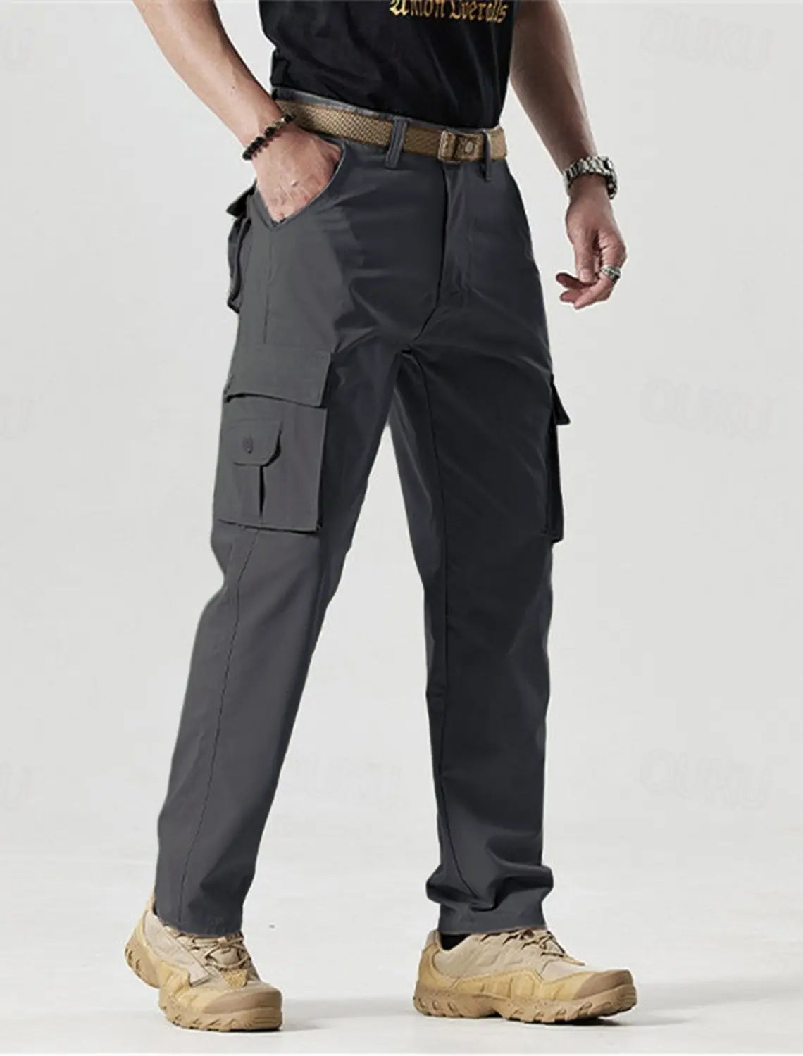 🔥2025 Hot Sale 90% off🔥Men's Solid Color Patched Zipper Fly Cargo Pants