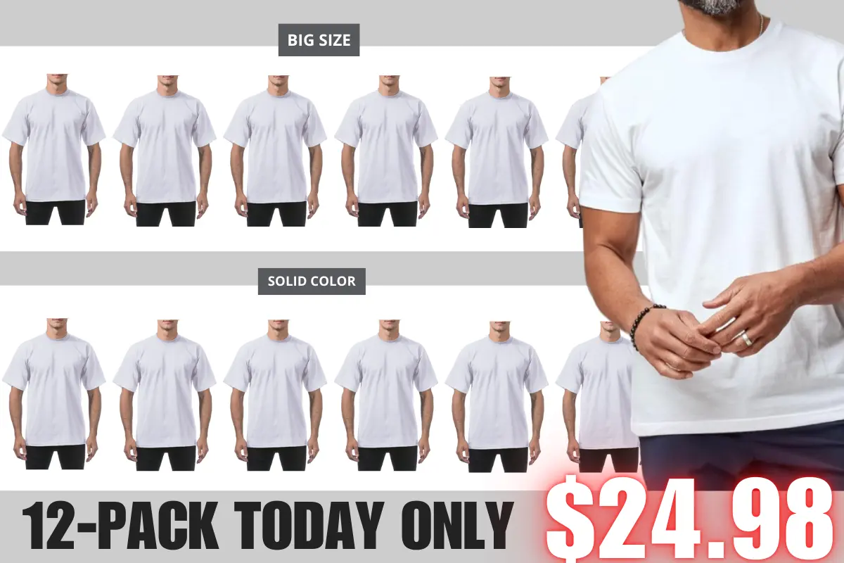 🔥Men's 12-Pack Oversized Heavyweight Cotton Short Sleeve Crew Neck T-shirts