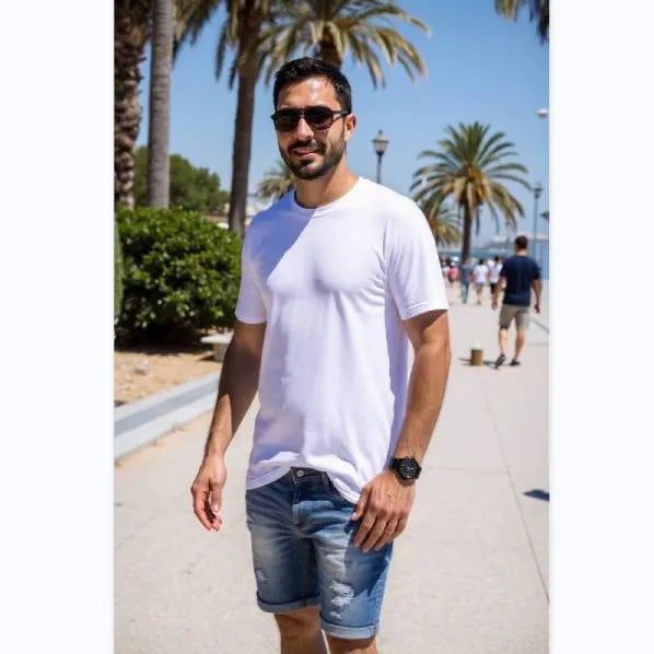 Men's Stretch Ripped Denim Cotton Comfort Shorts.