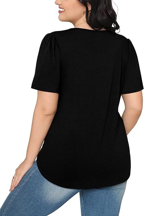 🔥Last Day Promotion🔥Womens T Shirts Short Sleeve Pleated Dressy Casual Scooped Neck Summer Tops Blouses