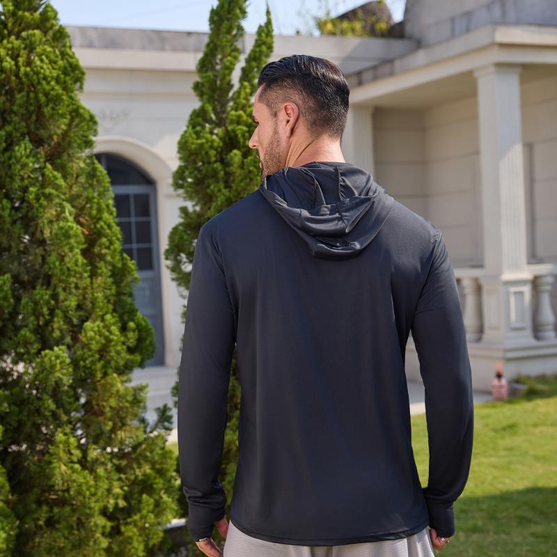 Men’s UPF 50+ Sun Protection Hooded Shirt with Integrated Face Cover