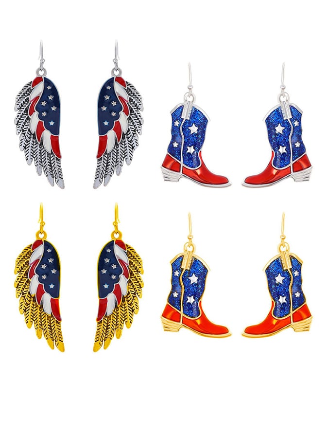 Personality Fashion Versatile National Flag Print Earrings