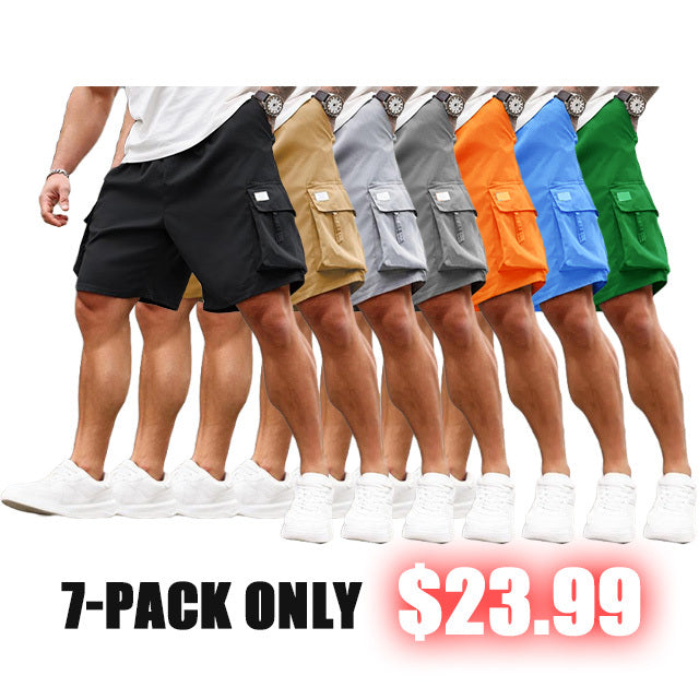 π₯ 8-Pack Men's Plus Size Solid Flap Pocket Cargo Shorts