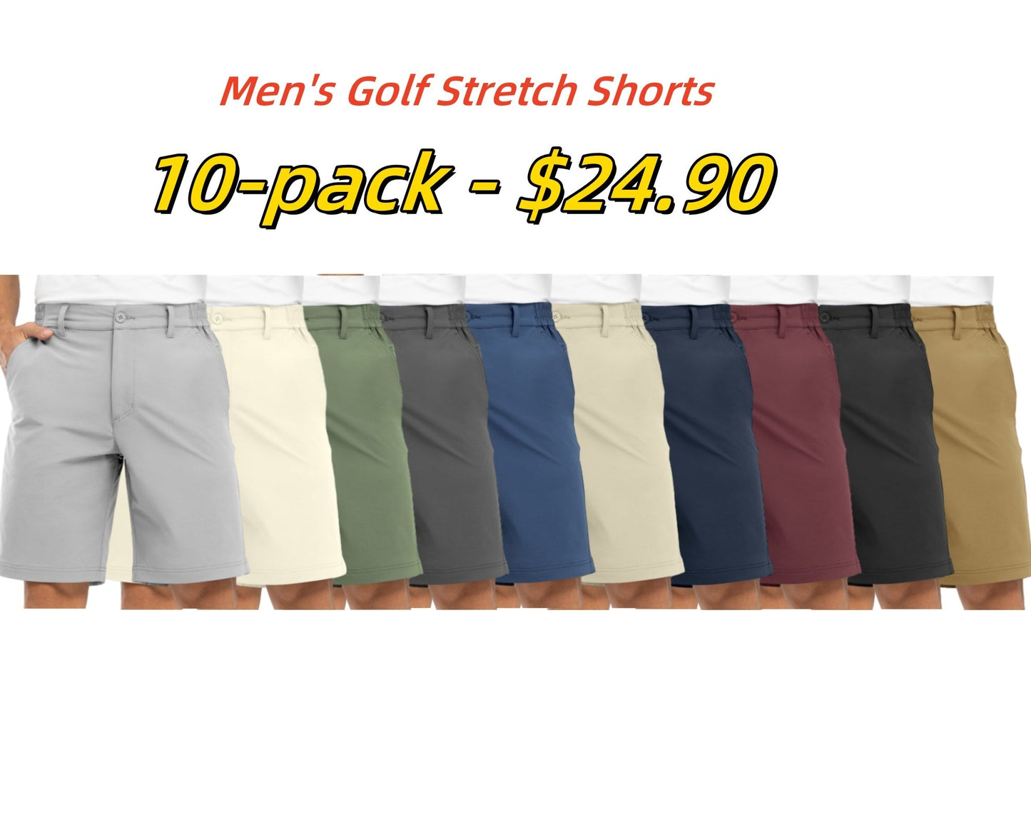 Men's golf shorts, stretch, lightweight, quick-drying, with 5 pockets