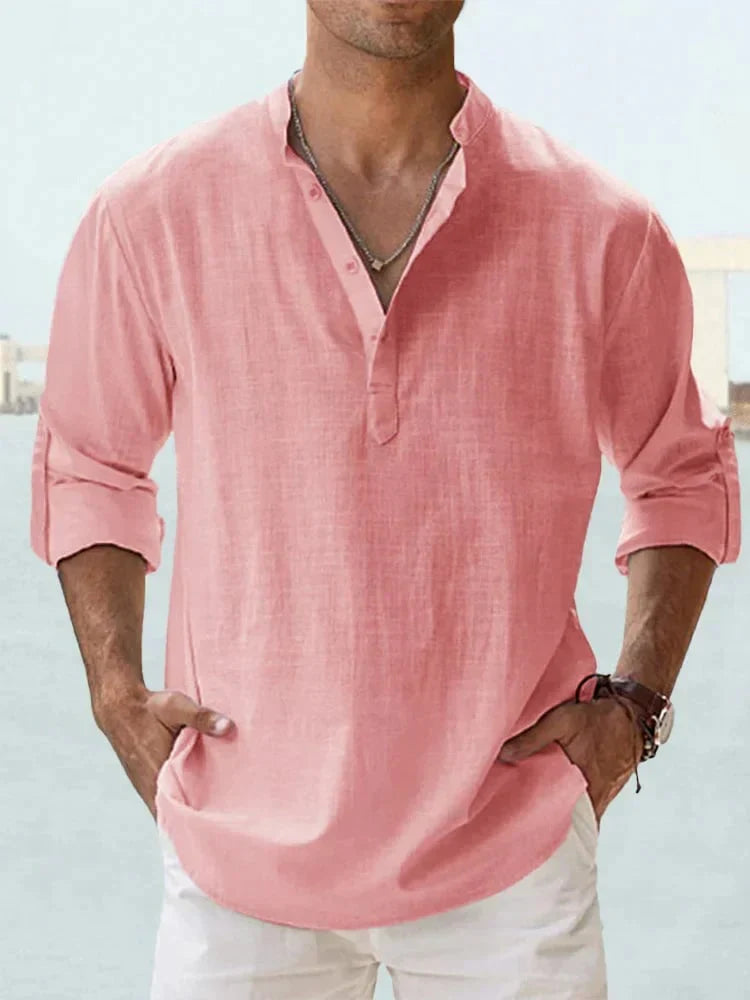 π₯ Men's Cotton Linen Casual Long Sleeve Shirt