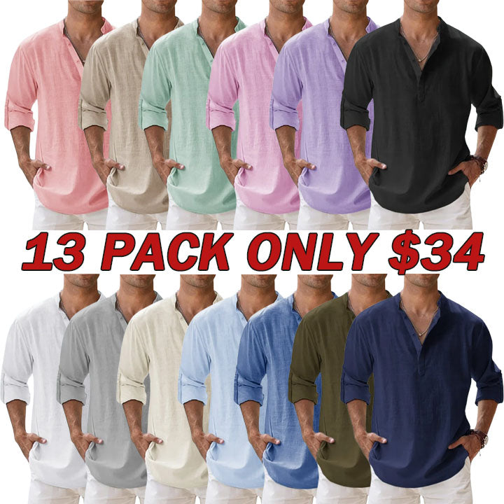 π₯ Men's Cotton Linen Casual Long Sleeve Shirt