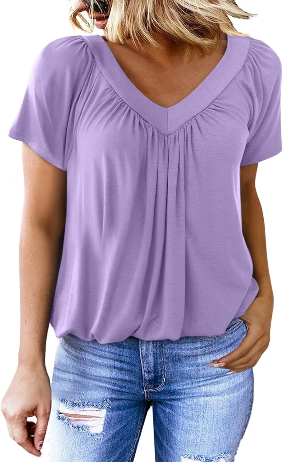 🔥Last day promotion🔥Women's Casual Summer T Shirts Short Sleeve V Neck Tops Tshirts