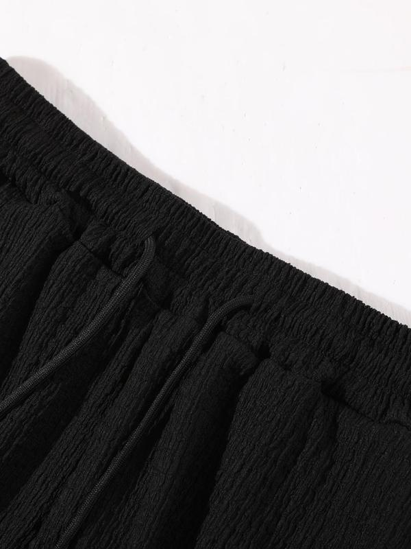 8 Pack-Men's Solid Textured Round Neck Tee & Drawstring Waist Shorts
