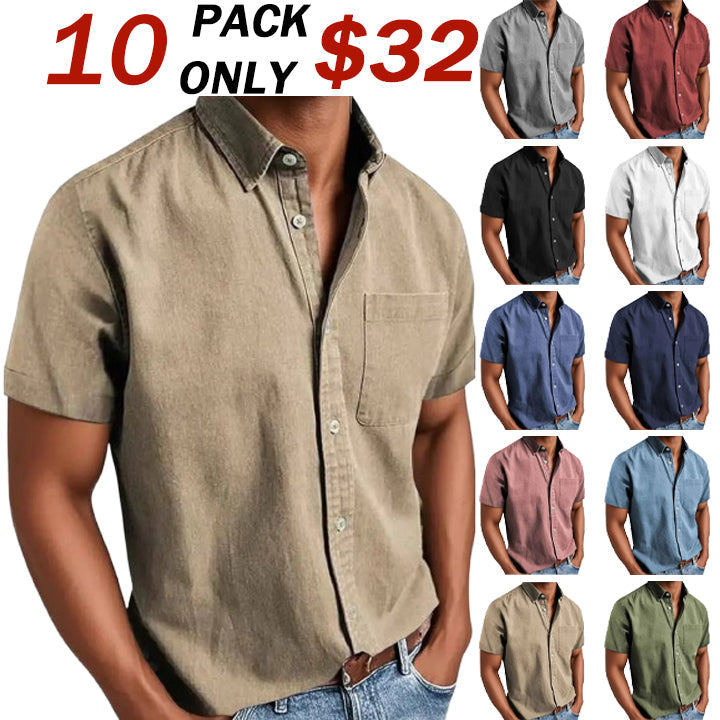 🔥Men's Classic Button-Down Short Sleeve Shirt