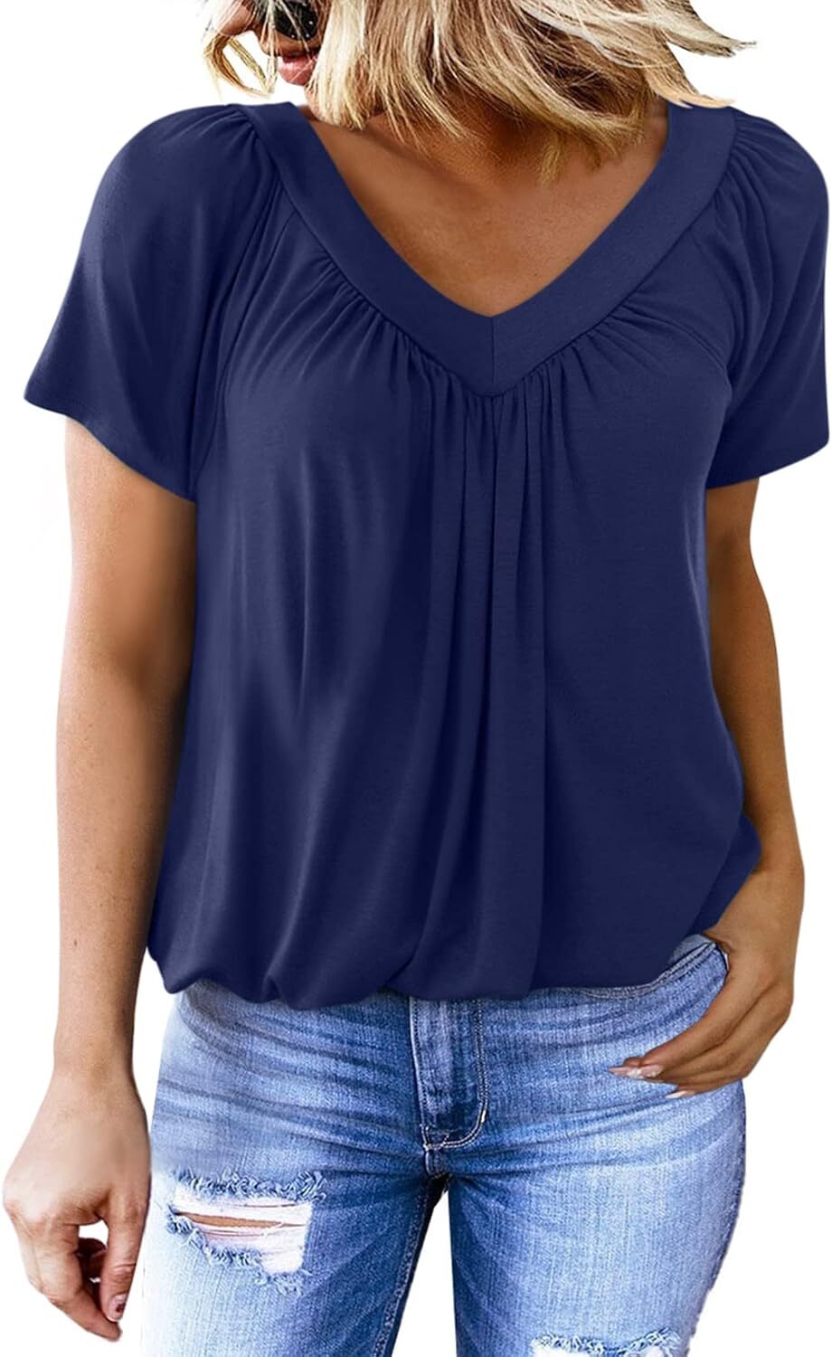 🔥Last day promotion🔥Women's Casual Summer T Shirts Short Sleeve V Neck Tops Tshirts