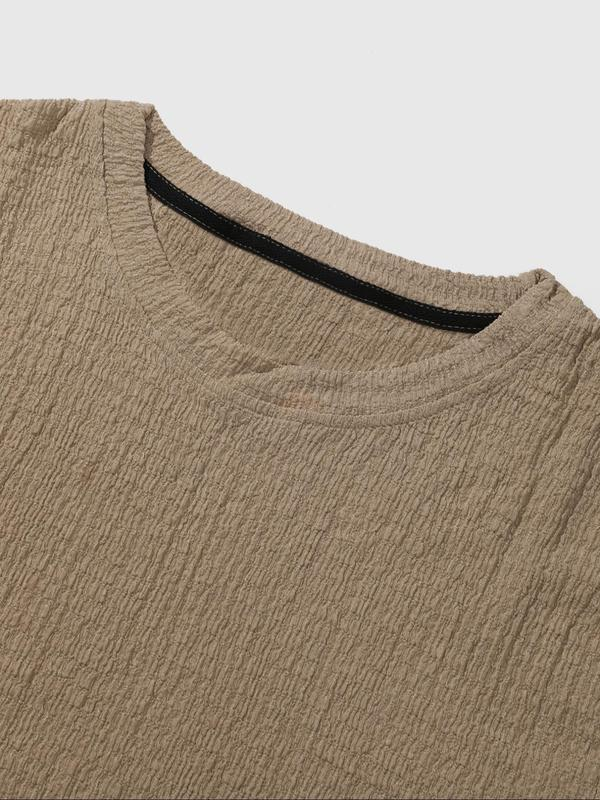 8 Pack-Men's Solid Textured Round Neck Tee & Drawstring Waist Shorts