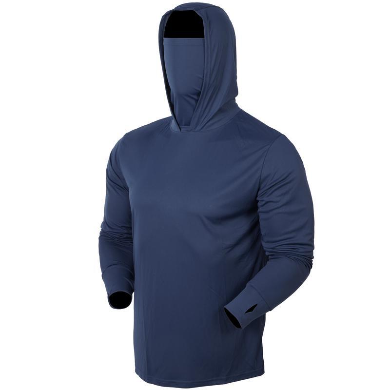 Men’s UPF 50+ Sun Protection Hooded Shirt with Integrated Face Cover