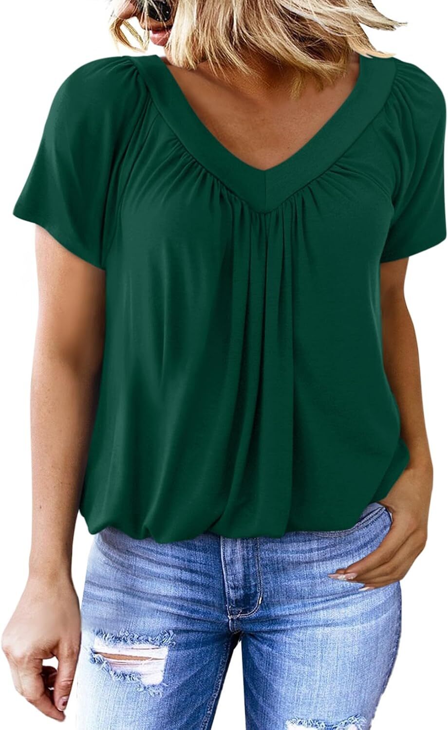 🔥Last day promotion🔥Women's Casual Summer T Shirts Short Sleeve V Neck Tops Tshirts