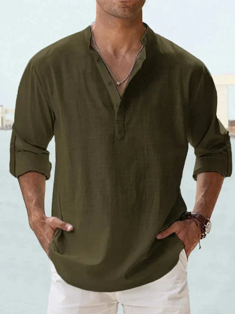 π₯ Men's Cotton Linen Casual Long Sleeve Shirt