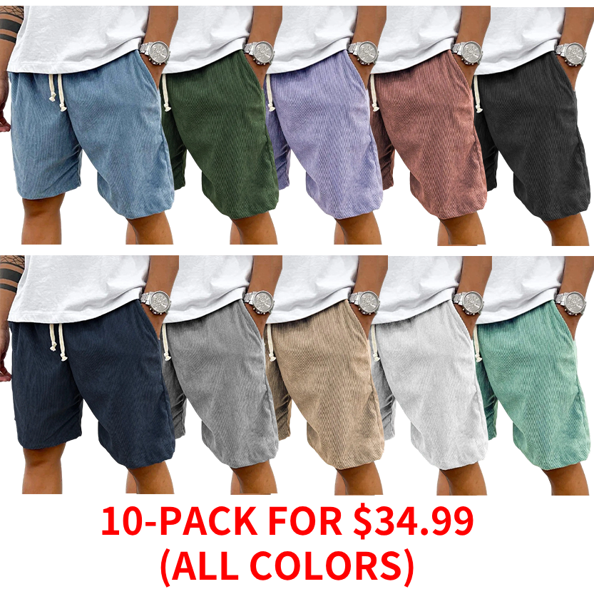 FINAL SALE⚡10 Packs for $34.99⚡ - Men's Fashion Vintage Corduroy Casual Elastic Stretch Shorts With Side Pockets