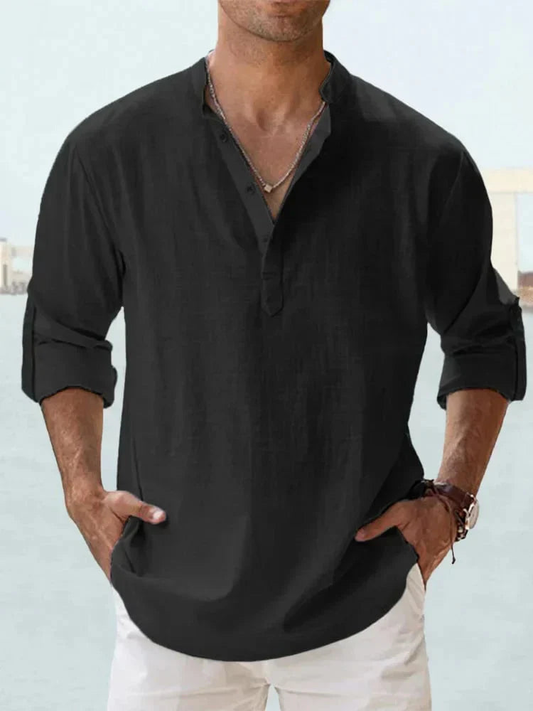 π₯ Men's Cotton Linen Casual Long Sleeve Shirt