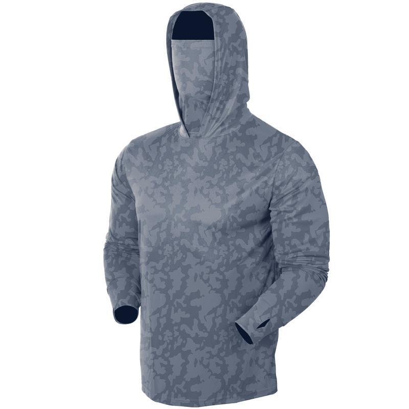 Men’s UPF 50+ Sun Protection Hooded Shirt with Integrated Face Cover