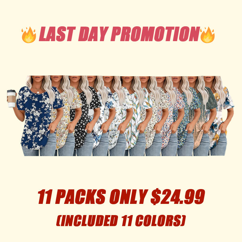 🔥Last Day Promotion🔥Womens T Shirts Short Sleeve Pleated Dressy Casual Scooped Neck Summer Tops Blouses