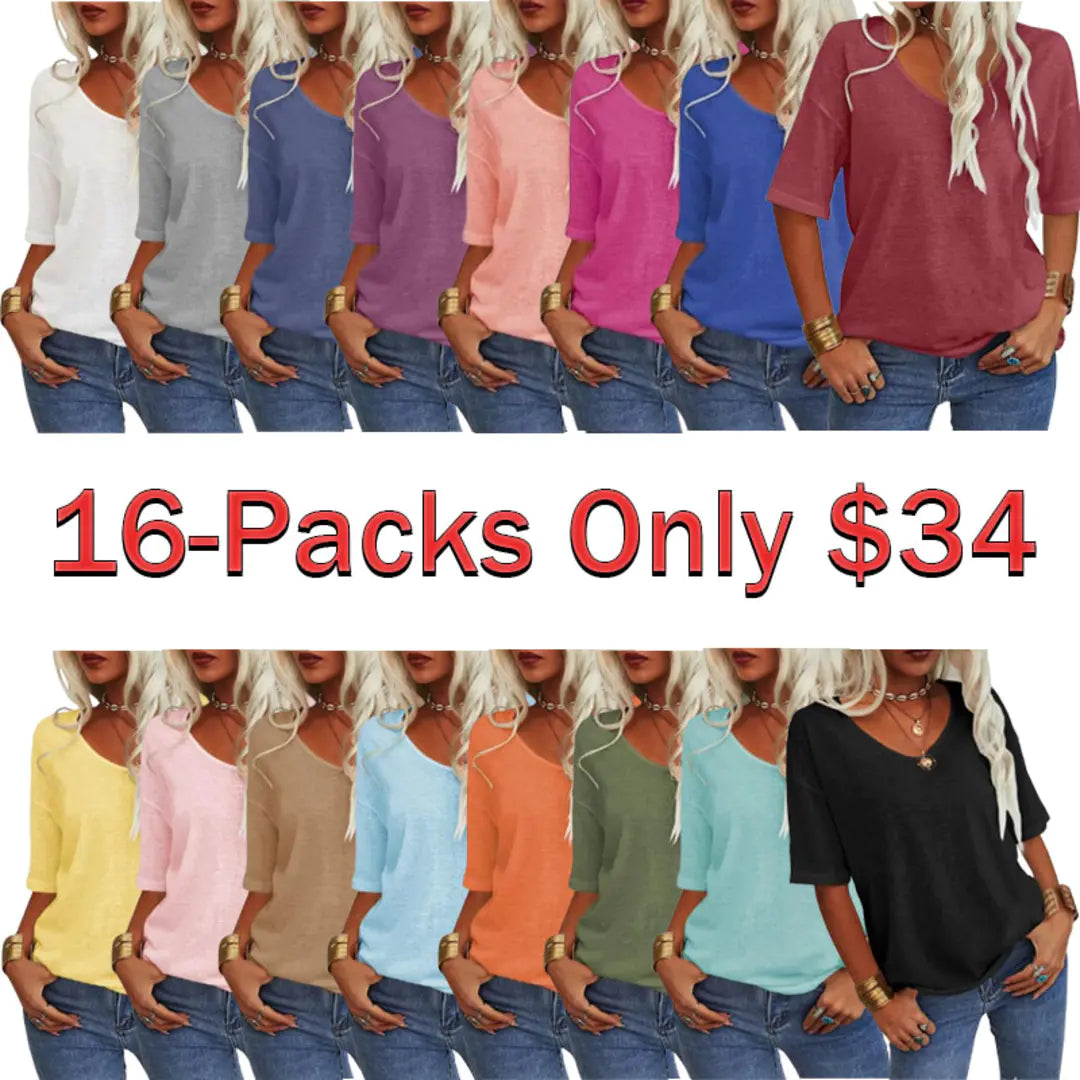 Summer Casual Half Sleeve T-shirt Basic Tops (Multiple Colors)