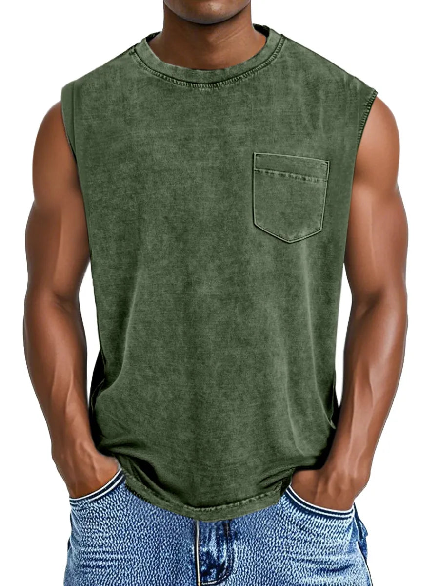 Men's Everyday Retro Casual Pocket Sleeveless T-shirt