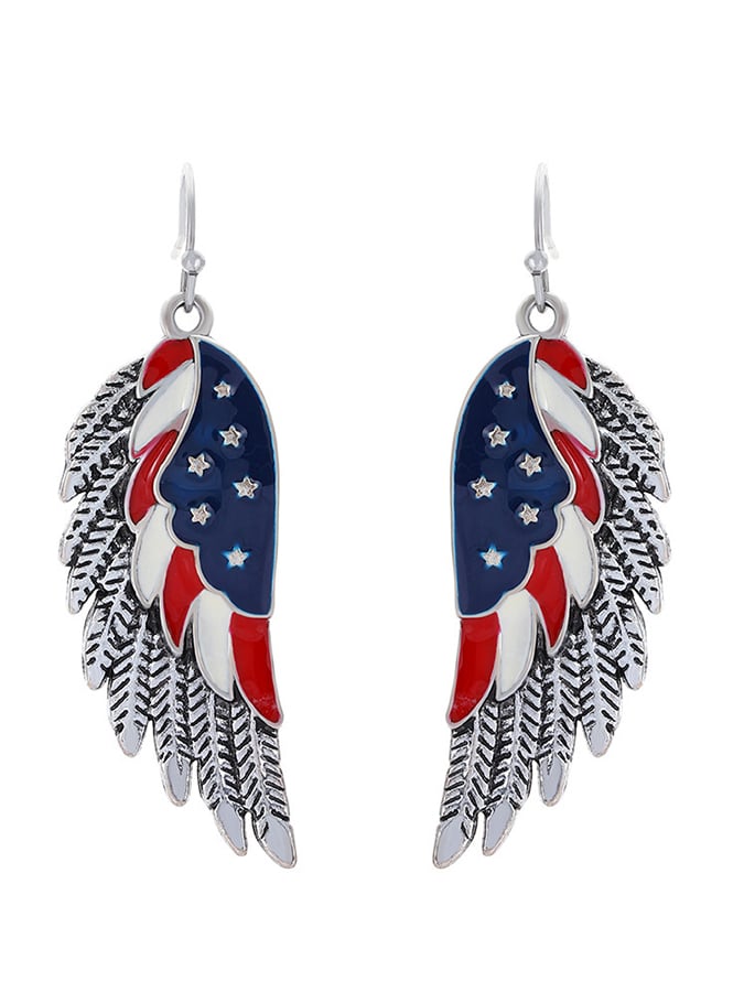Personality Fashion Versatile National Flag Print Earrings