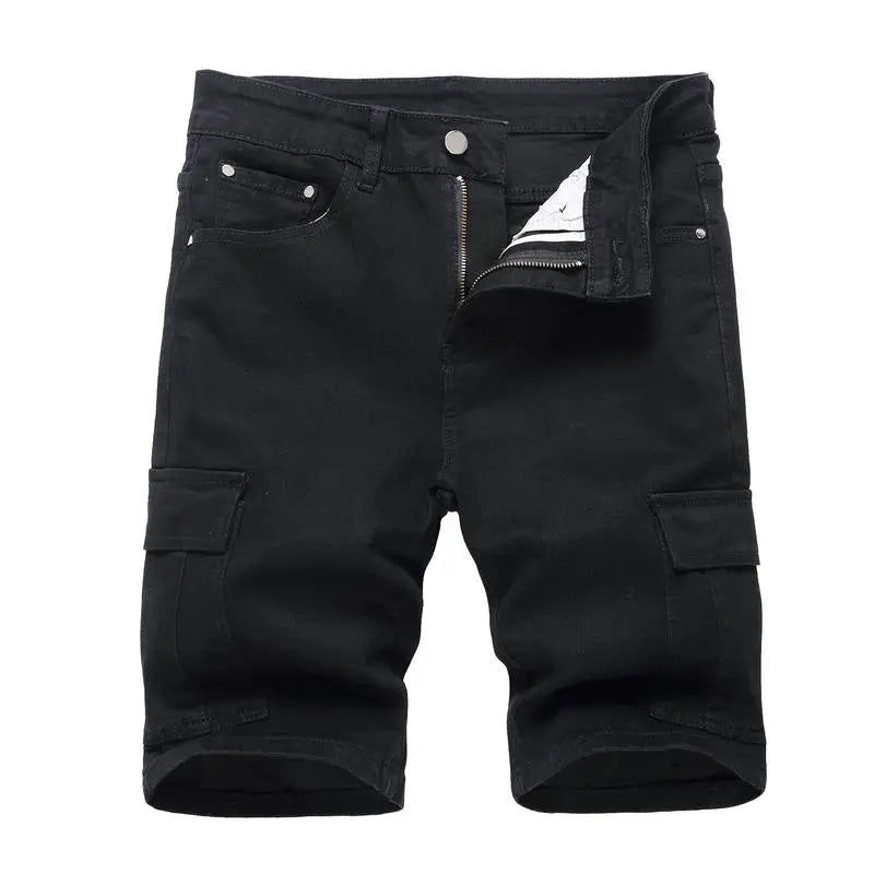 Men's Stretch Ripped Denim Cotton Comfort Shorts.
