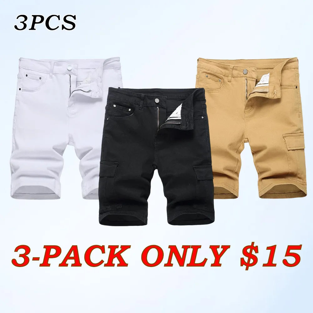 Men's Stretch Ripped Denim Cotton Comfort Shorts.