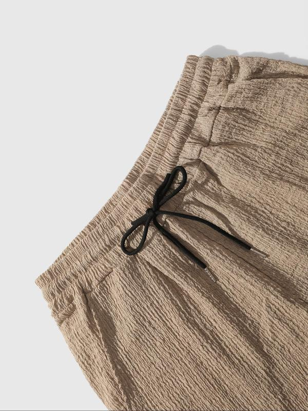 8 Pack-Men's Solid Textured Round Neck Tee & Drawstring Waist Shorts