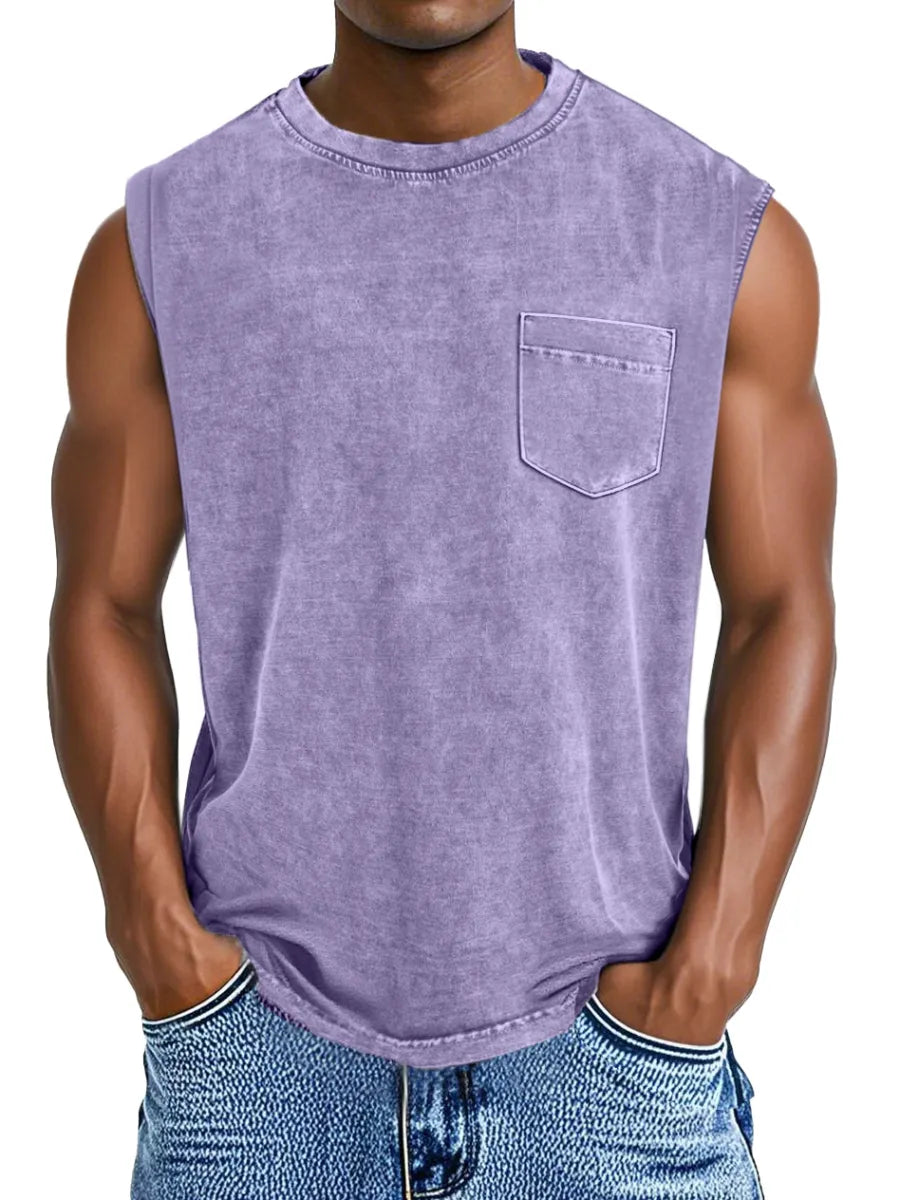 Men's Everyday Retro Casual Pocket Sleeveless T-shirt