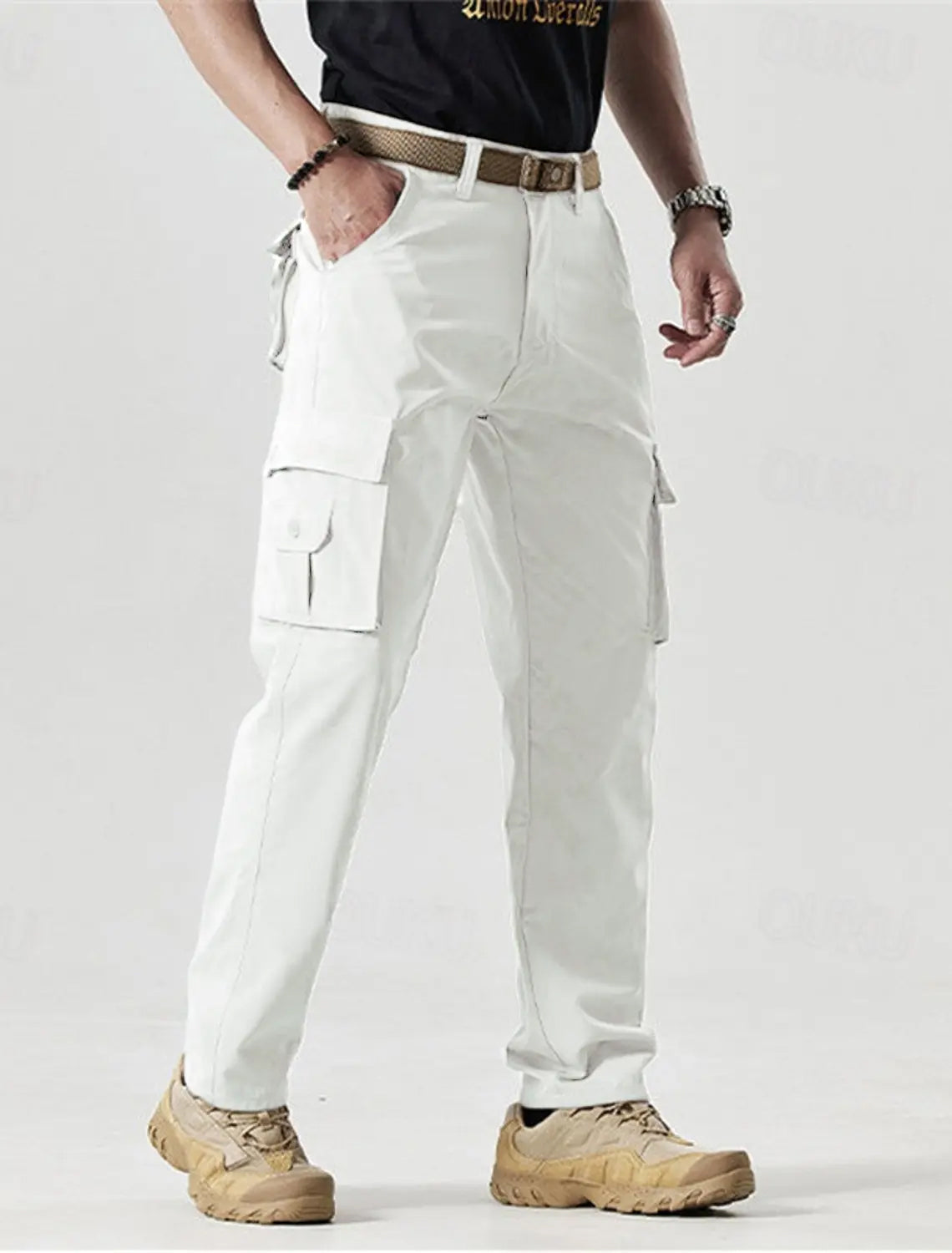 🔥2025 Hot Sale 90% off🔥Men's Solid Color Patched Zipper Fly Cargo Pants