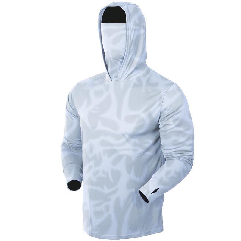 Men’s UPF 50+ Sun Protection Hooded Shirt with Integrated Face Cover