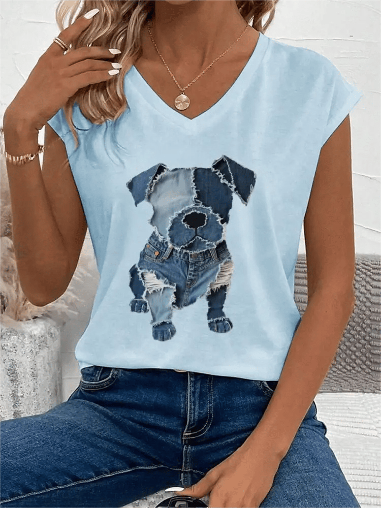 Women's Retro Funny Animal Dog Print Tank Top