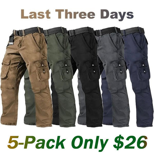 Men's Multi Pocket Plain Breathable Moisture Outdoor Daily Camping & Hiking Pants (Belt Included)