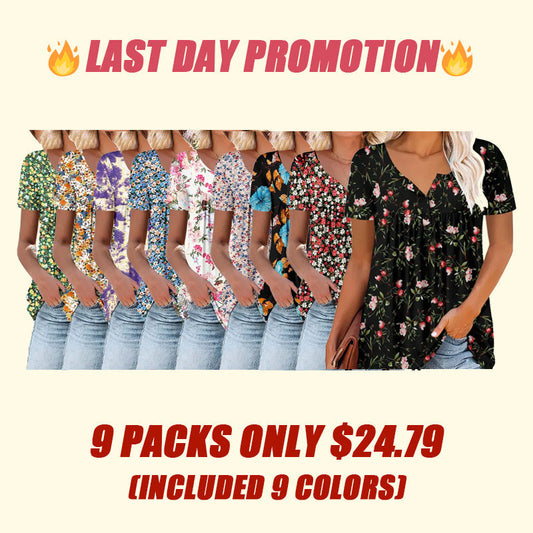 ⏰Hot Sale-Women's Summer Pleated Printed Short-Sleeves