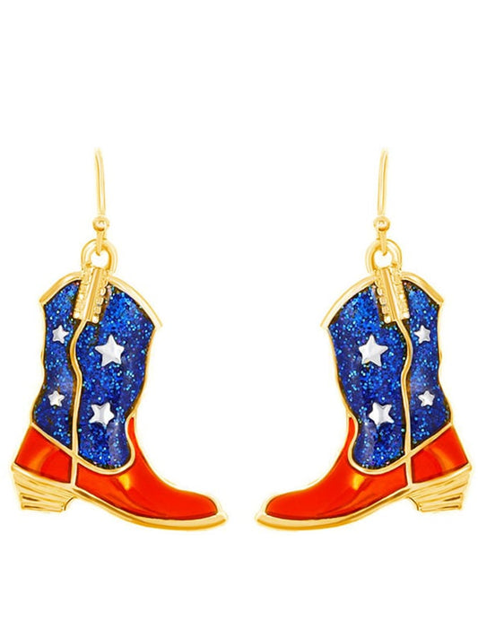 Personality Fashion Versatile National Flag Print Earrings