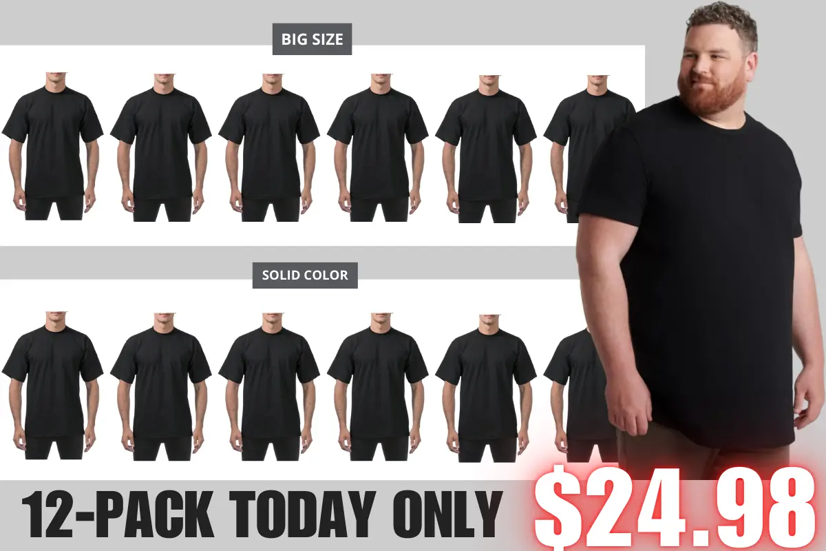 🔥Men's 12-Pack Oversized Heavyweight Cotton Short Sleeve Crew Neck T-shirts
