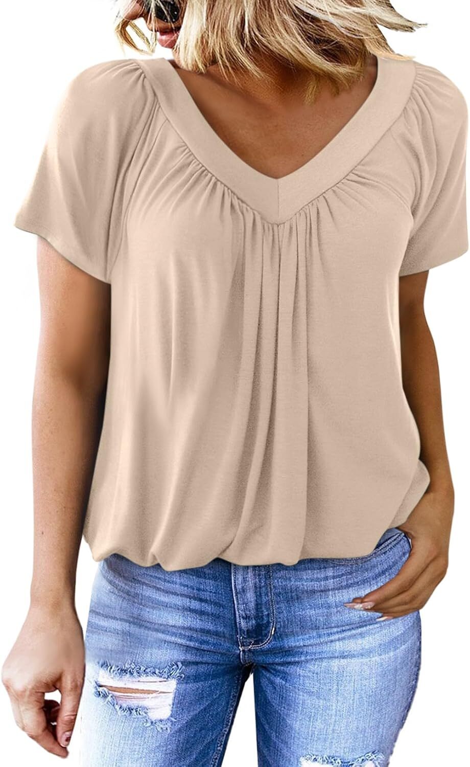 🔥Last day promotion🔥Women's Casual Summer T Shirts Short Sleeve V Neck Tops Tshirts