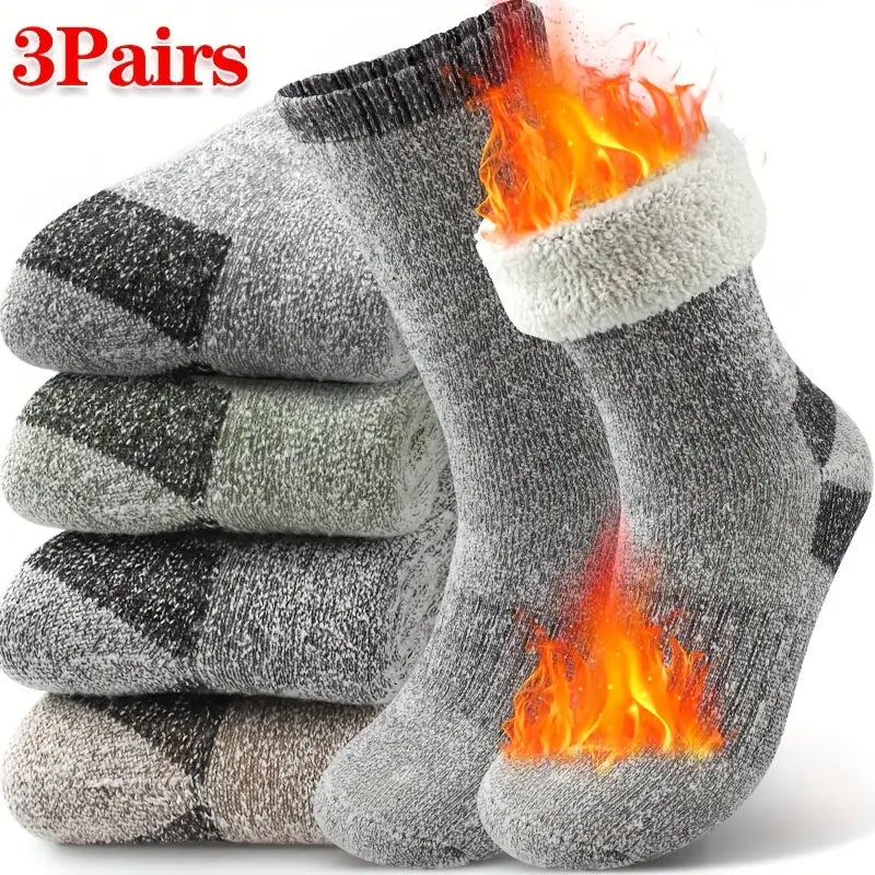 3-Pair Men's Extreme Cold Weather Thermal Socks - Heavy